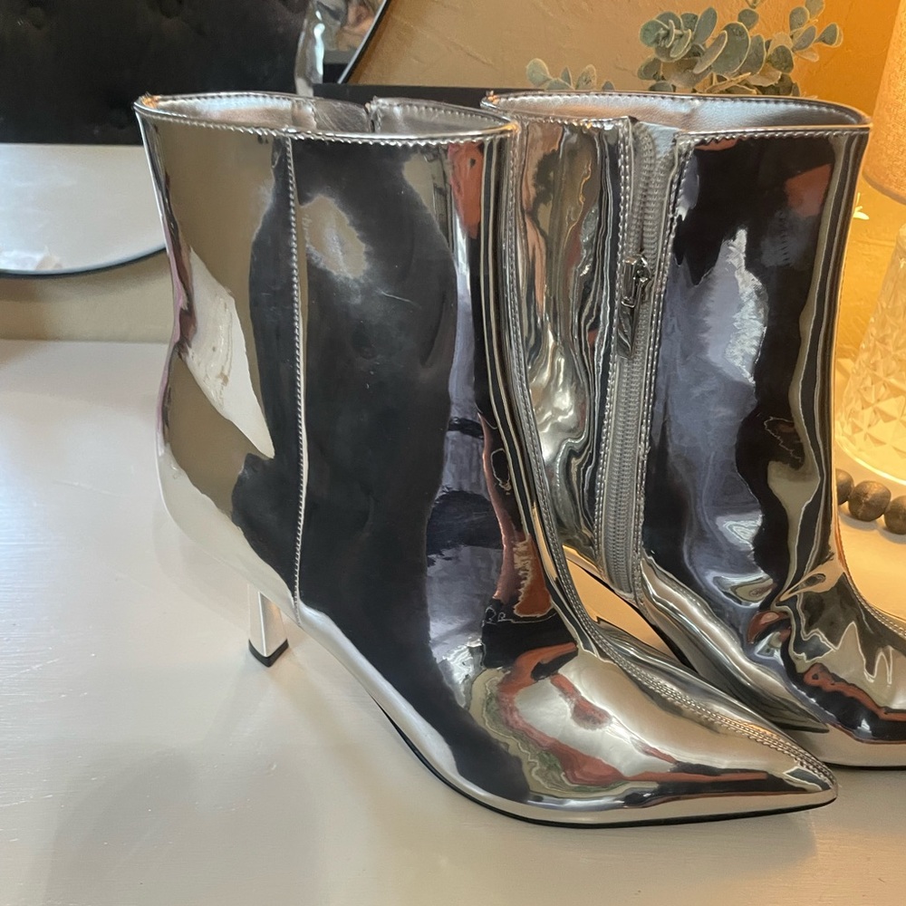 Nine West Silver Ankle Boots NWOT